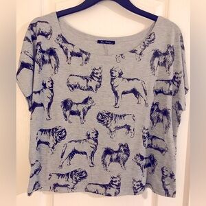 Gray Dog Print T-Shirt